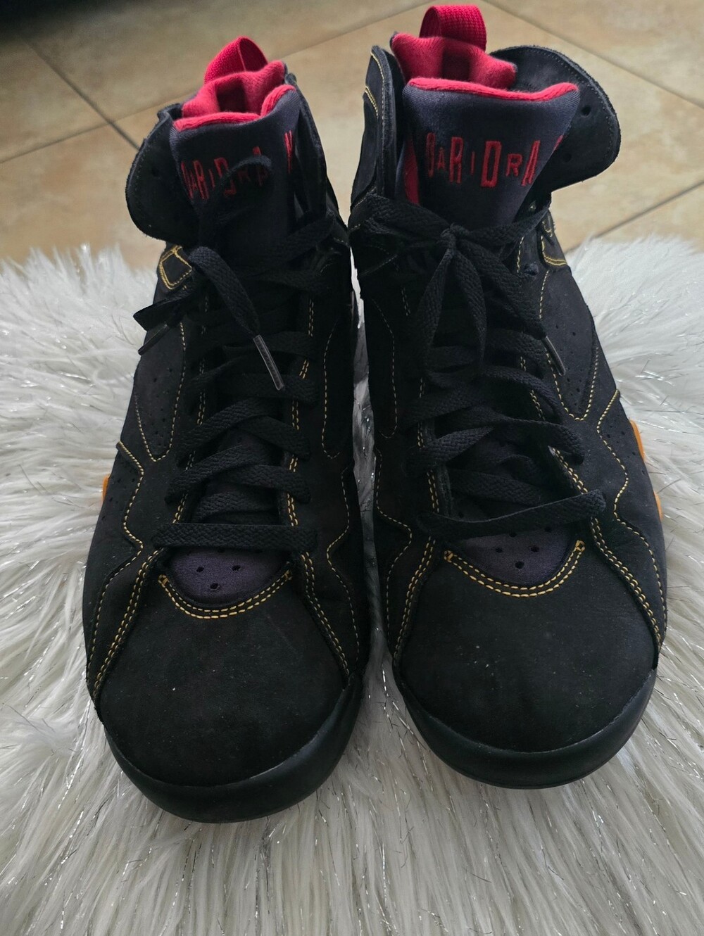 Jordan Black, Red & Gold High-Top Sneakers - Picture 2 of 6